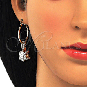 Gold Filled Hoop Earrings — Small Hoop Turtle Design Polished Tricolor 02.63. — main product view — SKU 124591 | Oro Laminado aretes de aro — Small Hoop Turtle diseño pulido Tricolor 02.63. — SKU 124591
