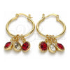 Oro Laminado Small Hoop, Gold Filled Style with Garnet and White Crystal, Polished, Golden Finish, 02.63.2638.1.25