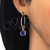 Oro Laminado Small Hoop, Gold Filled Style with Sapphire Blue and White Crystal, Polished, Golden Finish, 02.63.2638.2.25