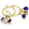 Oro Laminado Small Hoop, Gold Filled Style with Sapphire Blue and White Crystal, Polished, Golden Finish, 02.63.2638.2.25