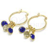 Oro Laminado Small Hoop, Gold Filled Style with Sapphire Blue and White Crystal, Polished, Golden Finish, 02.63.2638.2.25