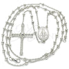 Sterling Silver Thin Rosary, Virgen Maria and Cross Design, Polished, Rhodium Finish, 09.285.0001.28