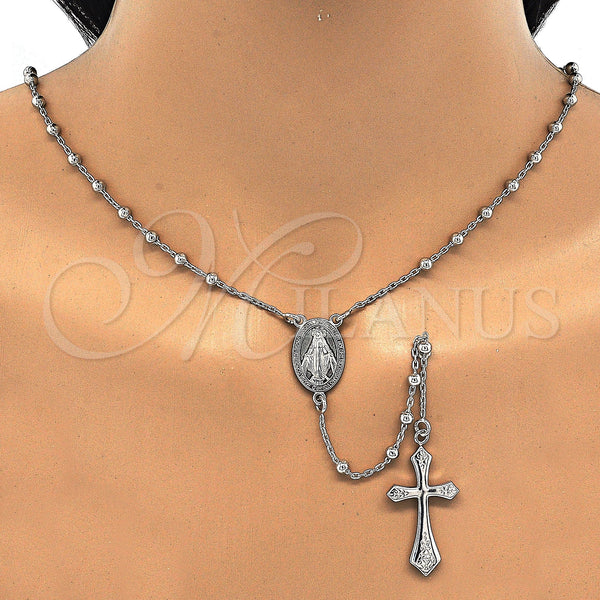 Sterling Silver Jewelry — Thin Rosary Virgen Maria and Cross Design Polished — alternate product view — SKU 124596 | Plata 925 joyería — Thin Rosary Virgen Maria and cruz diseño pulido — SKU 124596