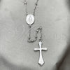 Sterling Silver Thin Rosary, Virgen Maria and Cross Design, Polished, Rhodium Finish, 09.285.0002.28