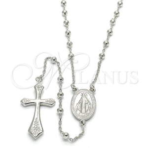 Sterling Silver Jewelry — Thin Rosary Virgen Maria and Cross Design Polished — main product view — SKU 124596 | Plata 925 joyería — Thin Rosary Virgen Maria and cruz diseño pulido — SKU 124596