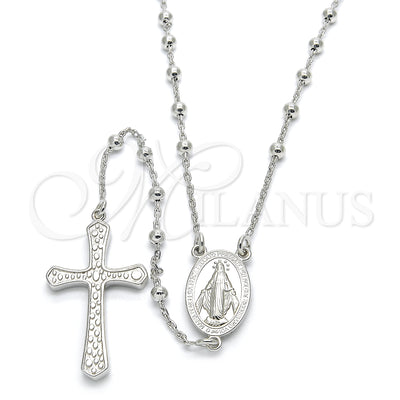 Sterling Silver Jewelry — Thin Rosary Virgen Maria and Cross Design Polished for wholesale, main product view