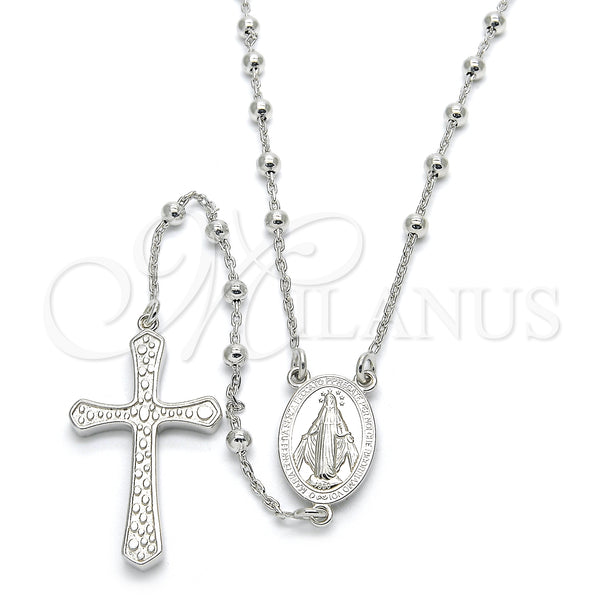 Sterling Silver Jewelry — Thin Rosary Virgen Maria and Cross Design Polished — main product view — SKU 124597 | Plata 925 joyería — Thin Rosary Virgen Maria and cruz diseño pulido — SKU 124597