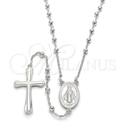 Sterling Silver Jewelry — Thin Rosary Virgen Maria and Cross Design Polished for wholesale, main product view