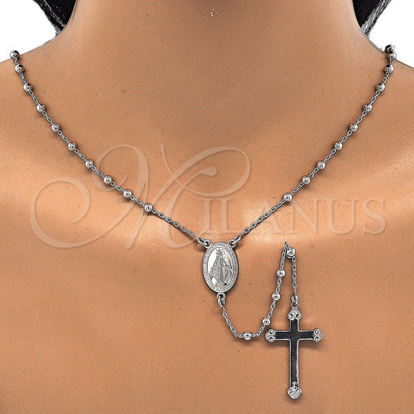Sterling Silver Jewelry — Thin Rosary Virgen Maria and Cross Design Polished — alternate product view — SKU 124599 | Plata 925 joyería — Thin Rosary Virgen Maria and cruz diseño pulido — SKU 124599