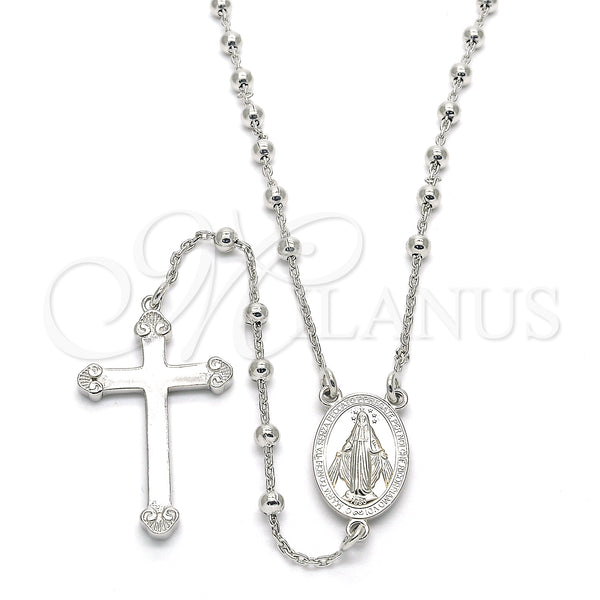Sterling Silver Jewelry — Thin Rosary Virgen Maria and Cross Design Polished — main product view — SKU 124599 | Plata 925 joyería — Thin Rosary Virgen Maria and cruz diseño pulido — SKU 124599