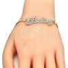 Oro Laminado Fancy Bracelet, Gold Filled Style Nameplate Design, Polished, Golden Finish, 03.63.1965.08 (04 MM Thickness, 8 Inches Length)