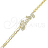 Oro Laminado Fancy Bracelet, Gold Filled Style Nameplate Design, Polished, Golden Finish, 03.63.1965.08 (04 MM Thickness, 8 Inches Length)