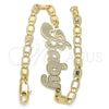 Oro Laminado Fancy Bracelet, Gold Filled Style Nameplate Design, Polished, Golden Finish, 03.63.1965.08 (04 MM Thickness, 8 Inches Length)