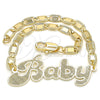 Oro Laminado Fancy Bracelet, Gold Filled Style Nameplate Design, Polished, Golden Finish, 03.63.1965.08 (04 MM Thickness, 8 Inches Length)