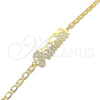 Oro Laminado Fancy Bracelet, Gold Filled Style Nameplate Design, Polished, Golden Finish, 03.63.1966.08 (04 MM Thickness, 8 Inches Length)