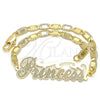 Oro Laminado Fancy Bracelet, Gold Filled Style Nameplate Design, Polished, Golden Finish, 03.63.1966.08 (04 MM Thickness, 8 Inches Length)