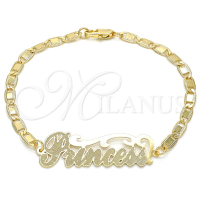 Oro Laminado Fancy Bracelet, Gold Filled Style Nameplate Design, Polished, Golden Finish, 03.63.1966.08 (04 MM for wholesale, main product view