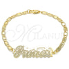Oro Laminado Fancy Bracelet, Gold Filled Style Nameplate Design, Polished, Golden Finish, 03.63.1966.08 (04 MM Thickness, 8 Inches Length)