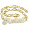 Oro Laminado Fancy Bracelet, Gold Filled Style Nameplate Design, Polished, Golden Finish, 03.63.1967.08 (04 MM Thickness, 8 Inches Length)