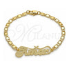 Oro Laminado Fancy Bracelet, Gold Filled Style Nameplate Design, Polished, Golden Finish, 03.63.1967.08 (04 MM Thickness, 8 Inches Length)