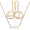 Oro Laminado Necklace, Bracelet and Earring, Gold Filled Style Polished, Golden Finish, 06.63.0235
