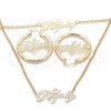 Oro Laminado Necklace, Bracelet and Earring, Gold Filled Style Polished, Golden Finish, 06.63.0236
