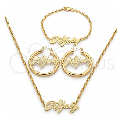Oro Laminado Necklace, Bracelet and Earring, Gold Filled Style Polished, Golden Finish, 06.63.0236