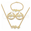 Oro Laminado Necklace, Bracelet and Earring, Gold Filled Style Polished, Golden Finish, 06.63.0236