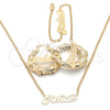 Oro Laminado Necklace, Bracelet and Earring, Gold Filled Style Polished, Golden Finish, 06.63.0237