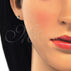 Oro Laminado Stud Earring, Gold Filled Style with White Cubic Zirconia, Polished, Golden Finish, 02.63.2644