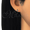 Oro Laminado Stud Earring, Gold Filled Style with White Cubic Zirconia, Polished, Golden Finish, 02.63.2644