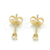 Oro Laminado Stud Earring, Gold Filled Style with White Cubic Zirconia, Polished, Golden Finish, 02.63.2644
