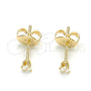Oro Laminado Stud Earring, Gold Filled Style with White Cubic Zirconia, Polished, Golden Finish, 02.63.2644
