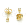 Oro Laminado Stud Earring, Gold Filled Style with White Cubic Zirconia, Polished, Golden Finish, 02.63.2644