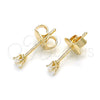 Oro Laminado Stud Earring, Gold Filled Style with White Cubic Zirconia, Polished, Golden Finish, 02.63.2644