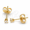 Oro Laminado Stud Earring, Gold Filled Style with White Cubic Zirconia, Polished, Golden Finish, 02.63.2644