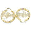 Oro Laminado Medium Hoop, Gold Filled Style Nameplate Design, Polished, Golden Finish, 02.63.2645.40