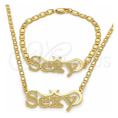Oro Laminado Necklace and Bracelet, Gold Filled Style Polished, Golden Finish, 06.63.0240