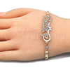 Oro Laminado Fancy Bracelet, Gold Filled Style Nameplate Design, Polished, Golden Finish, 03.63.1970.08 (04 MM Thickness, 8 Inches Length)