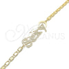 Oro Laminado Fancy Bracelet, Gold Filled Style Nameplate Design, Polished, Golden Finish, 03.63.1970.08 (04 MM Thickness, 8 Inches Length)