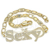 Oro Laminado Fancy Bracelet, Gold Filled Style Nameplate Design, Polished, Golden Finish, 03.63.1970.08 (04 MM Thickness, 8 Inches Length)