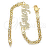 Oro Laminado Fancy Bracelet, Gold Filled Style Nameplate Design, Polished, Golden Finish, 03.63.1971.08 (04 MM Thickness, 8 Inches Length)