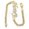 Oro Laminado Fancy Bracelet, Gold Filled Style Nameplate Design, Polished, Golden Finish, 03.63.1971.08 (04 MM Thickness, 8 Inches Length)