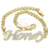 Oro Laminado Fancy Bracelet, Gold Filled Style Nameplate Design, Polished, Golden Finish, 03.63.1971.08 (04 MM Thickness, 8 Inches Length)