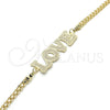 Oro Laminado Fancy Bracelet, Gold Filled Style Nameplate and Love Design, Polished, Golden Finish, 03.63.1972.08 (04 MM Thickness, 8 Inches Length)