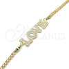 Oro Laminado Fancy Bracelet, Gold Filled Style Nameplate and Love Design, Polished, Golden Finish, 03.63.1972.08 (04 MM Thickness, 8 Inches Length)