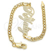 Oro Laminado Fancy Bracelet, Gold Filled Style Nameplate Design, Polished, Golden Finish, 03.63.1974.08 (04 MM Thickness, 8 Inches Length)