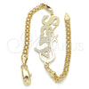 Oro Laminado Fancy Bracelet, Gold Filled Style Nameplate Design, Polished, Golden Finish, 03.63.1975.08 (04 MM Thickness, 8 Inches Length)