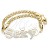 Oro Laminado Fancy Bracelet, Gold Filled Style Nameplate Design, Polished, Golden Finish, 03.63.1975.08 (04 MM Thickness, 8 Inches Length)