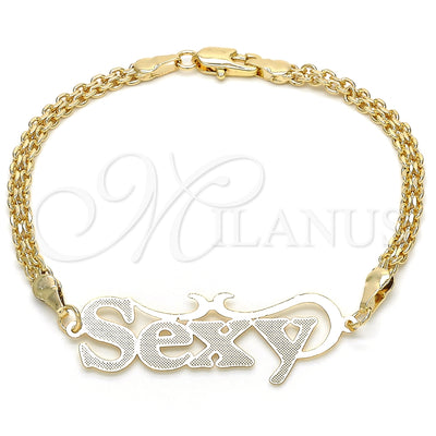 Oro Laminado Fancy Bracelet, Gold Filled Style Nameplate Design, Polished, Golden Finish, 03.63.1975.08 (04 MM for wholesale, main product view